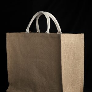 Jute shopper bag with webbed rope short handle